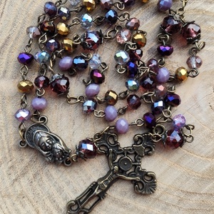 Lila és bronz rózsafüzér , Otthon & Életmód, Vallás, Lánc & Füzér, Ékszerkészítés, Fémmegmunkálás, MESKA