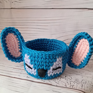 Horgolt Stitch kosár, tároló - otthon & életmód - babaszoba, gyerekszoba - játéktároló - Meska.hu