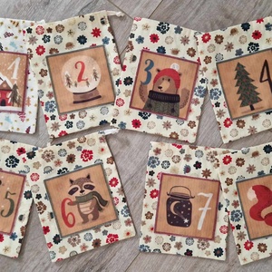 Adventi naptár,zsák,számozott mintával - karácsony - adventi díszek - adventi naptár - Meska.hu