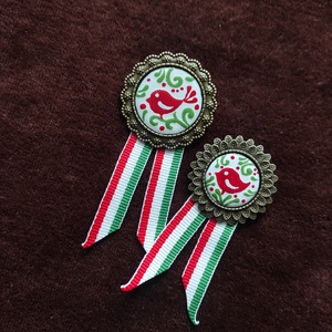 Kokárda,páros ajánlat, Ékszer, Kitűző és Bross, Fémmegmunkálás, Tűzzománc, MESKA