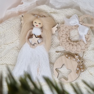 Karácsonyi angyal szett, Karácsony, Karácsonyi lakásdekoráció, Karácsonyfadíszek, Famegmunkálás, Mindenmás, MESKA