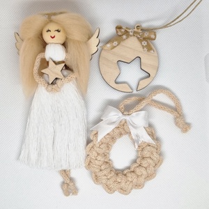 Karácsonyi angyal szett - karácsony - karácsonyi lakásdekoráció - karácsonyfadíszek - Meska.hu