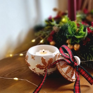 Karácsonyi gömb mécsestartó - karácsony - karácsonyi lakásdekoráció - karácsonyi illatgyertya, mécses - Meska.hu