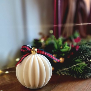 Szójaviasz gömb gyertya, Karácsony, Adventi díszek, Adventi gyertyadíszek és koszorúdíszek, Gyertya-, mécseskészítés, MESKA
