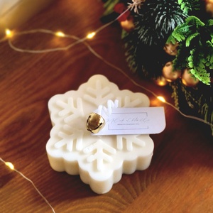 Szójaviasz hópehely gyertya, Karácsony, Adventi díszek, Adventi gyertyadíszek és koszorúdíszek, Gyertya-, mécseskészítés, MESKA