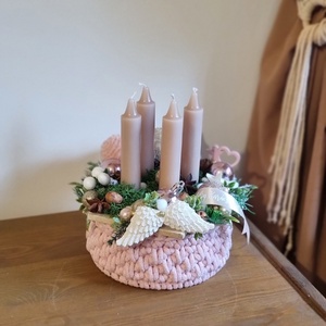 Horgolt alapú adventi asztaldísz - karácsony - adventi díszek - adventi asztaldísz - Meska.hu