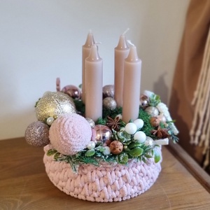 Horgolt alapú adventi asztaldísz - karácsony - adventi díszek - adventi asztaldísz - Meska.hu