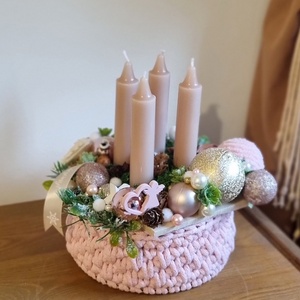 Horgolt alapú adventi asztaldísz - karácsony - adventi díszek - adventi asztaldísz - Meska.hu