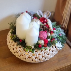 Makramé alapú adventi koszorú - karácsony - adventi díszek - adventi koszorú - Meska.hu