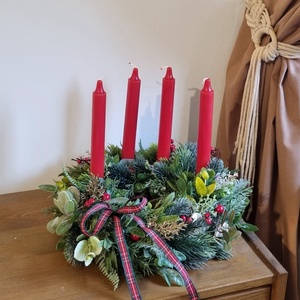 Piros-zöld adventi koszorú - Meska.hu