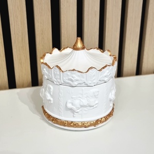 Karácsonyi körhintás kerámia mécses - Meska.hu