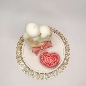 Szerelmespár gyertyaszett szív alakú rózsa gyertyával  - esküvő - emlék & ajándék - nászajándék - ceremónia szett - Meska.hu