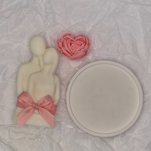 Szerelmespár gyertyaszett szív alakú rózsa gyertyával  - esküvő - emlék & ajándék - nászajándék - ceremónia szett - Meska.hu