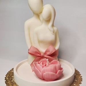 Szerelmespár gyertyaszett szív alakú rózsa gyertyával , Esküvő, Emlék & Ajándék, Nászajándék, Ceremónia szett, Gyertya-, mécseskészítés, Kerámia, MESKA