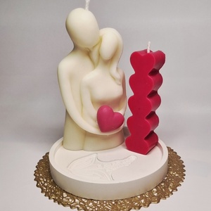 Szerelmespár gyertyaszett, Esküvő, Emlék & Ajándék, Nászajándék, Ceremónia szett, Gyertya-, mécseskészítés, Kerámia, MESKA