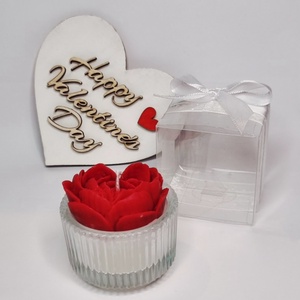 Szív alakú rózsa szójaviasz mécses, Esküvő, Emlék & Ajándék, Köszönőajándék, Gyertya-, mécseskészítés, MESKA