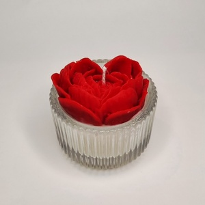 Szív alakú rózsa szójaviasz mécses - esküvő - emlék & ajándék - köszönőajándék - Meska.hu