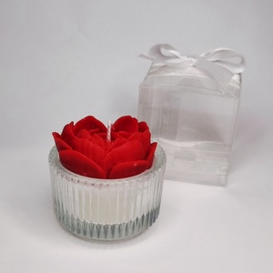 Szív alakú rózsa szójaviasz mécses - esküvő - emlék & ajándék - köszönőajándék - Meska.hu