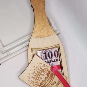 Pezsgős üveg formájú pénzátadó - otthon & életmód - papír, írószer - ajándékozás kellékei - pénzátadó doboz - Meska.hu