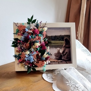 Szülőköszöntő ajándék � Szárított virágos képkeret közös fotóval, Esküvő, Emlék & Ajándék, Szülőköszöntő ajándék, Mindenmás, MESKA