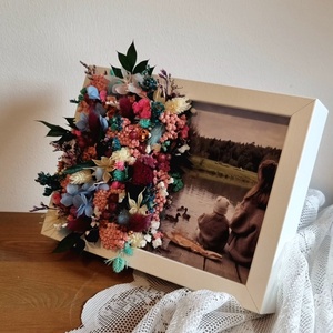 Szülőköszöntő ajándék � Szárított virágos képkeret közös fotóval - esküvő - emlék & ajándék - szülőköszöntő ajándék - Meska.hu