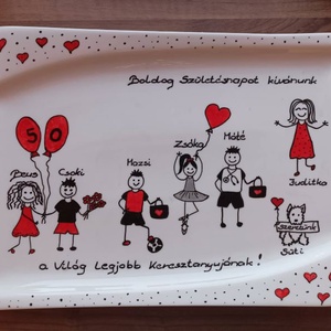 Egyedi nagy süteményes tál 25 x37 cm bármilyen alkalomra - otthon & életmód - konyhafelszerelés, tálalás - tálalás - kínálótál - Meska.hu