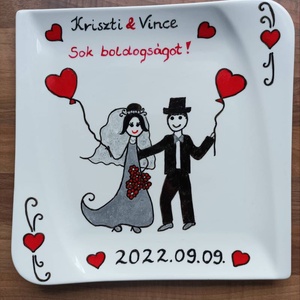 Rendelésre! Esküvői tányér 25 cm átmérőjű + tartó  - Meska.hu