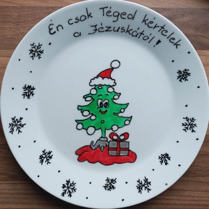 cuki karácsonyi egyedi festett tányér - otthon & életmód - konyhafelszerelés, tálalás - tálalás - kínálótál - Meska.hu