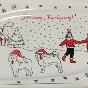 nagy 40 cm-s kínáló tál, sütis tál karácsonyra, névnapra, szülinapra - otthon & életmód - konyhafelszerelés, tálalás - tálalás - kínálótál - Meska.hu