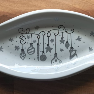 Karácsonyi levél alakú kínáló tál  - otthon & életmód - konyhafelszerelés, tálalás - tálalás - kínálótál - Meska.hu