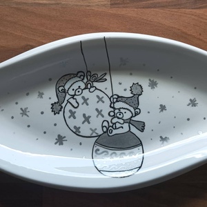 Karácsonyi levél alakú kínáló tál , Otthon & Életmód, Konyhafelszerelés, tálalás, Tálalás, Kínálótál, Festett tárgyak, MESKA