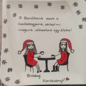 barátnős süteményes tányér kínálótál, Otthon & Életmód, Konyhafelszerelés, tálalás, Tálalás, Kínálótál, Festett tárgyak, MESKA
