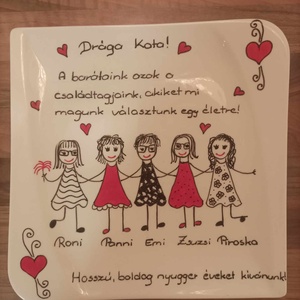 barátnős tányér , Otthon & Életmód, Konyhafelszerelés, tálalás, Tálalás, Tányér & Étkészlet, Festett tárgyak, MESKA
