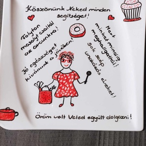 búcsúajándék kolléganőknek, barátnőknek főnöknek, Otthon & Életmód, Konyhafelszerelés, tálalás, Tálalás, Kínálótál, Festett tárgyak, MESKA