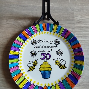 Dísz tányér születésnapra , Otthon & Életmód, Konyhafelszerelés, tálalás, Tálalás, Tányér & Étkészlet, Festett tárgyak, MESKA