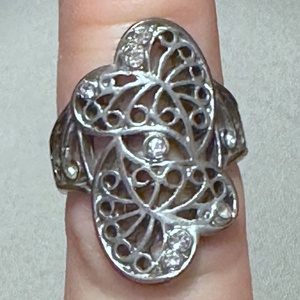 Antik kézműves ezüstözött bronz köves gyűrű 17,5 mm - ékszer - gyűrű - többköves gyűrű - Meska.hu