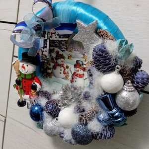 Hóember kavalkád - karácsony - adventi díszek - adventi ajtódísz - Meska.hu