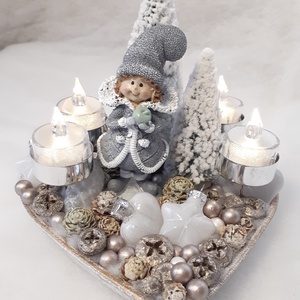 Adventi asztaldísz ledes mécsessel - karácsony - adventi díszek - adventi asztaldísz - Meska.hu