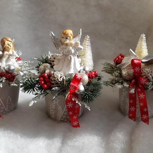 Angyalkás asztaldísz 3 darabos szett - karácsony - adventi díszek - adventi asztaldísz - Meska.hu