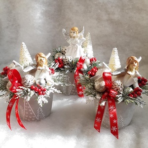 Angyalkás asztaldísz 3 darabos szett - karácsony - adventi díszek - adventi asztaldísz - Meska.hu