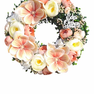 Barack-krém magnóliás tavaszi ajtódísz - otthon & életmód - dekoráció - ajtó- és ablak dekoráció - ajtódísz & kopogtató - Meska.hu