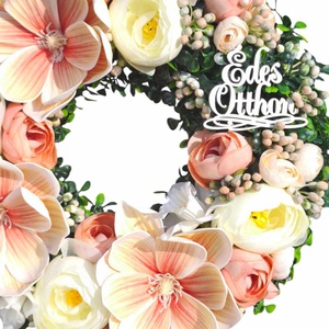 Barack-krém magnóliás tavaszi ajtódísz - otthon & életmód - dekoráció - ajtó- és ablak dekoráció - ajtódísz & kopogtató - Meska.hu