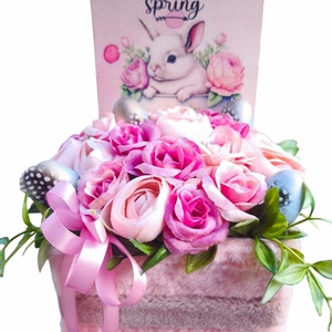 Nyuszis húsvéti virágbox - otthon & életmód - dekoráció - asztal és polc dekoráció - asztaldísz - Meska.hu