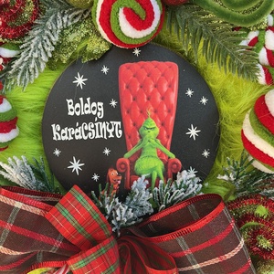 Boldog karácsínyt-Grincs ajtódísz - karácsony - karácsonyi lakásdekoráció - karácsonyi ajtódíszek - Meska.hu