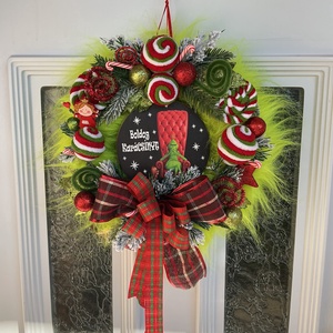 Boldog karácsínyt-Grincs ajtódísz - karácsony - karácsonyi lakásdekoráció - karácsonyi ajtódíszek - Meska.hu