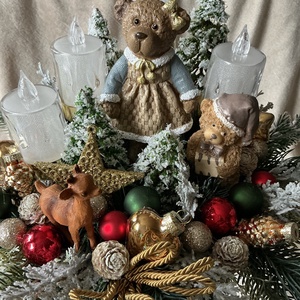 Nosztalgia karácsony - talpas asztaldísz - karácsony - adventi díszek - adventi asztaldísz - Meska.hu