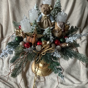 Nosztalgia karácsony - talpas asztaldísz - karácsony - adventi díszek - adventi asztaldísz - Meska.hu