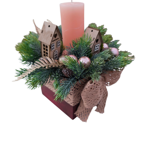 Adventi asztaldísz gyertyával - karácsony - adventi díszek - adventi asztaldísz - Meska.hu