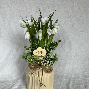 Tavaszváró hóvirágos asztaldísz - otthon & életmód - dekoráció - asztal és polc dekoráció - asztaldísz - Meska.hu