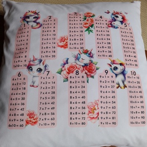 Szorzótáblás plüss díszpárna pónis  - baba - mama - babaszoba dekoráció - gyerek díszpárna - Meska.hu